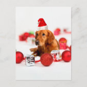 Golden Retriever Dog W Red Santa Hat Kerstmis Feestdagenkaart (Voorkant)