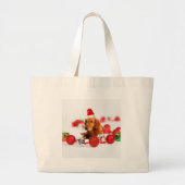 Golden Retriever Dog W Red Santa Hat Kerstmis Grote Tote Bag (Voorkant)