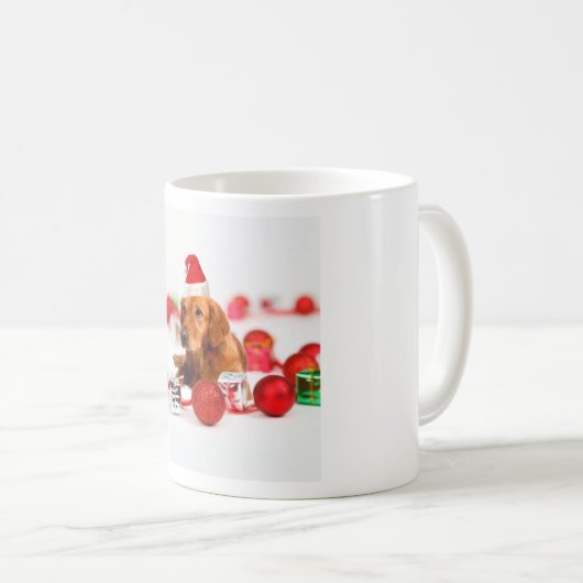 Golden Retriever Dog W Red Santa Hat Kerstmis Koffiemok (Voorkant rechts)