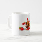 Golden Retriever Dog W Red Santa Hat Kerstmis Koffiemok (Voorkant links)