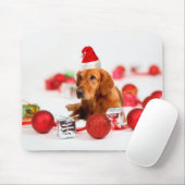 Golden Retriever Dog W Red Santa Hat Kerstmis Muismat (Met muis)