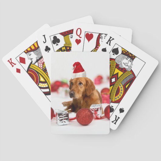 Golden Retriever Dog W Red Santa Hat Kerstmis Pokerkaarten (Achterkant)