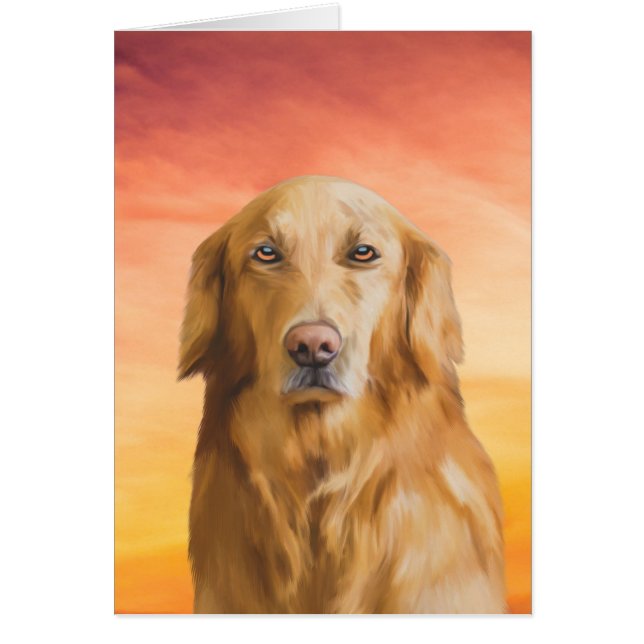 Golden Retriever Dog Water Color Art Oil Painting (Voorkant)