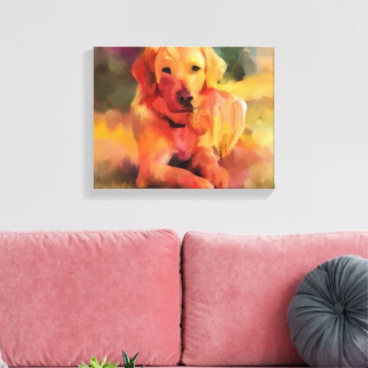 Golden Retriever Dog Waterverf Art Canvas (Insitu (Woonkamer))
