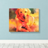 Golden Retriever Dog Waterverf Art Canvas (Insitu (Houten vloer))