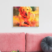 Golden Retriever Dog Waterverf Art Canvas Afdruk (Insitu (Woonkamer))