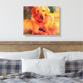 Golden Retriever Dog Waterverf Art Canvas Afdruk (Insitu (Slaapkamer))