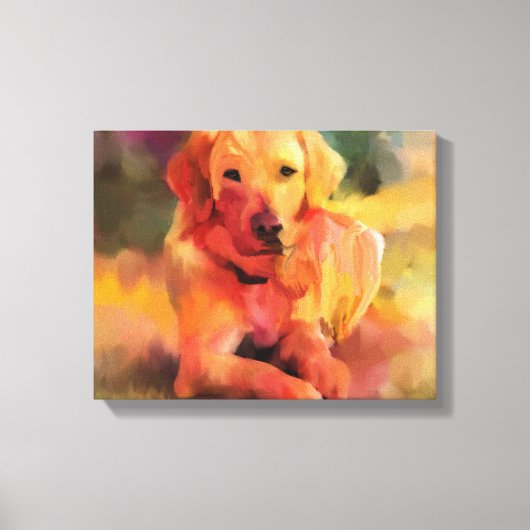 Golden Retriever Dog Waterverf Art Canvas Afdruk (Voorkant)