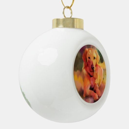 Golden Retriever Dog Waterverf Art Keramische Bal Ornament (Links)