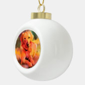 Golden Retriever Dog Waterverf Art Keramische Bal Ornament (Rechts)