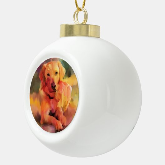 Golden Retriever Dog Waterverf Art Keramische Bal Ornament (Rechts)
