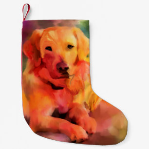 Golden Retriever Dog Waterverf Art Kleine Kerstsok