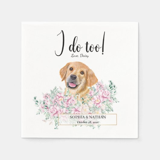 Golden Retriever Dog Wedding Cocktail Napkins Servet (Voorkant)