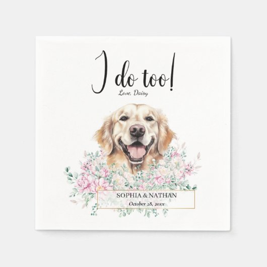 Golden Retriever Dog Wedding Cocktail Napkins Servet (Voorkant)