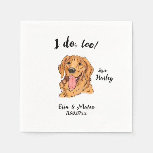 Golden Retriever Dog Wedding Cocktail Napkins Servet (Voorkant)