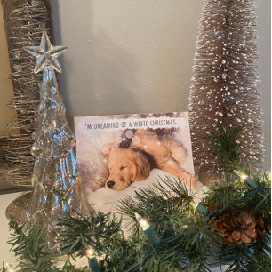 Golden Retriever Dog White-kerstkaart Feestdagen Kaart