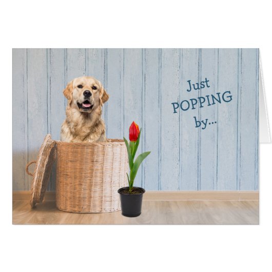 Golden Retriever Dog Wicker Basket Birthday Card (Voorkant Horizontaal)