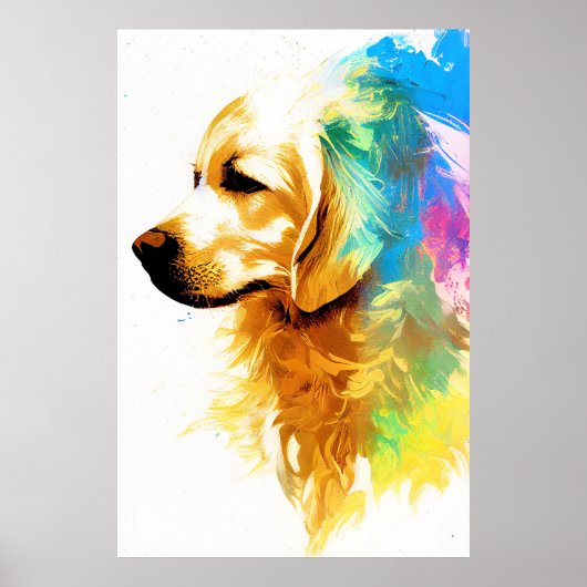 Golden Retriever Dog Wild Natuur Dierenschilderij Poster (Voorkant)