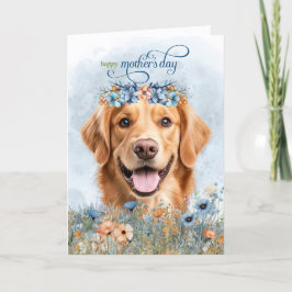 Golden Retriever Dog Wildflowers Mother's Day Feestdagen Kaart