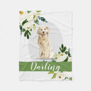 Golden Retriever Dog witte gepersonaliseerde water Fleece Deken