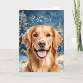 Golden Retriever Dog Woodland Forest Christmas Feestdagen Kaart