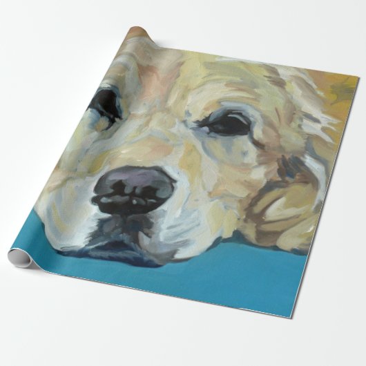 Golden Retriever Dog Wrapping Paper Cadeaupapier (Uitgerold)