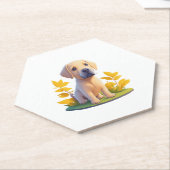 Golden Retriever Doggo Leuke Digitale Chibi Kartonnen Onderzetters (Schuin)