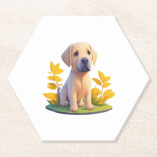 Golden Retriever Doggo Leuke Digitale Chibi Kartonnen Onderzetters (Voorkant)