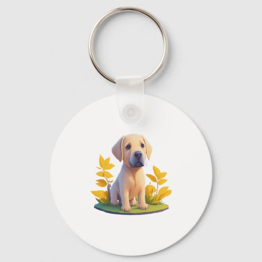 Golden Retriever Doggo Leuke Digitale Chibi Sleutelhanger (Voorkant)