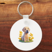 Golden Retriever Doggo Leuke Digitale Chibi Sleutelhanger (Voorkant)