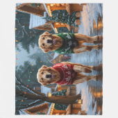 Golden Retriever Dogs Christmas Snow Holiday Fleece Deken (Voorkant)