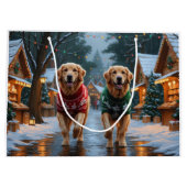 Golden Retriever Dogs Christmas Snow Holiday Groot Cadeauzakje (Achterkant)