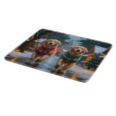 Golden Retriever Dogs Christmas Snow Holiday Snijplank (Hoek)