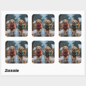 Golden Retriever Dogs Christmas Snow Holiday Vierkante Sticker (Vel)