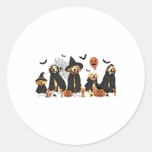 Golden Retriever Dogs Lovers Ghost Witch Halloween Ronde Sticker