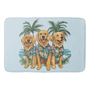 Golden Retriever Dogs met een Hawaïaans Shirt Badmat