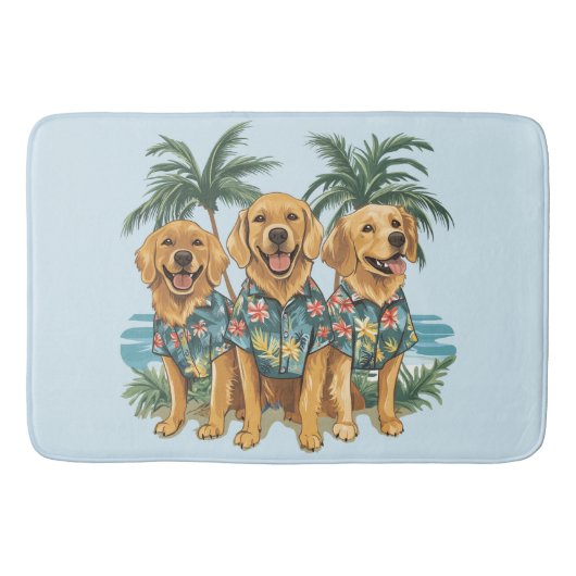 Golden Retriever Dogs met een Hawaïaans Shirt Badmat (Voorkant)