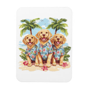 Golden Retriever Dogs met een Hawaïaans Shirt Magneet
