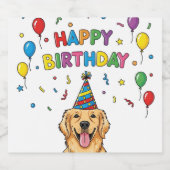 Golden Retriever Doodle Happy Birthday Bier Etiket (Enkel label)