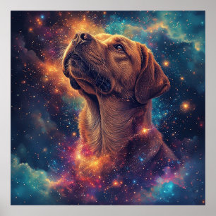 Golden Retriever door Whimsical Cosmos Poster