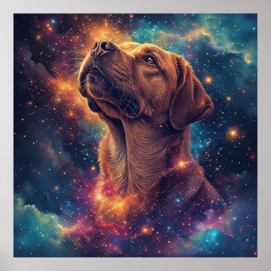 Golden Retriever door Whimsical Cosmos Poster (Voorkant)