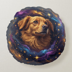 Golden Retriever door Whimsical Cosmos Rond Kussen