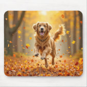 Golden Retriever draait in de herfst Bossen Muismat (Voorkant)