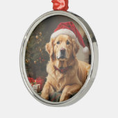 Golden Retriever Dragen Santa Hat Metalen Ornament (Links)