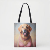 Golden Retriever Dragen van een Roze BH Tote Bag (Voorkant)