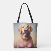 Golden Retriever Dragen van een Roze BH Tote Bag (Achterkant)