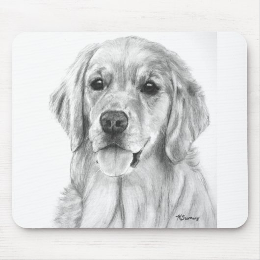 Golden Retriever Drawing Mousepad Muismat (Voorkant)