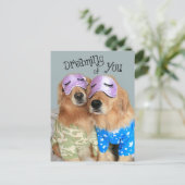 Golden Retriever Dreaming van je Valentijnsdag Feestdagenkaart (Staand voorkant)