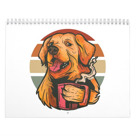 Golden Retriever drink koffie T-Shirt Kalender (Hoes)