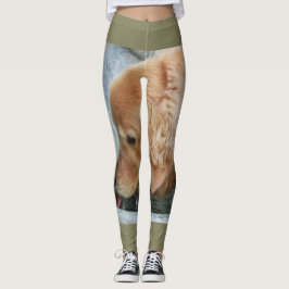 Golden Retriever drink van buiten fontein Leggings